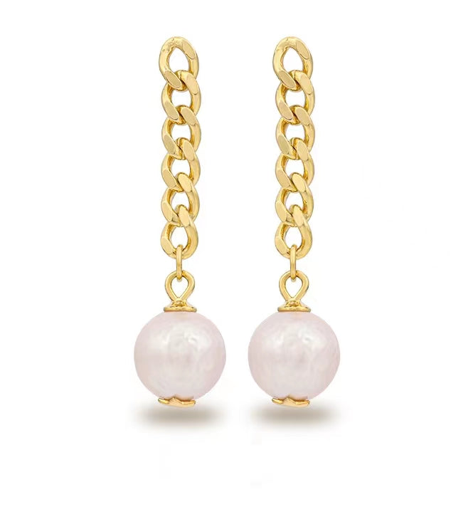 Boucles d'oreilles en argent massif S925 avec véritable perle baroque