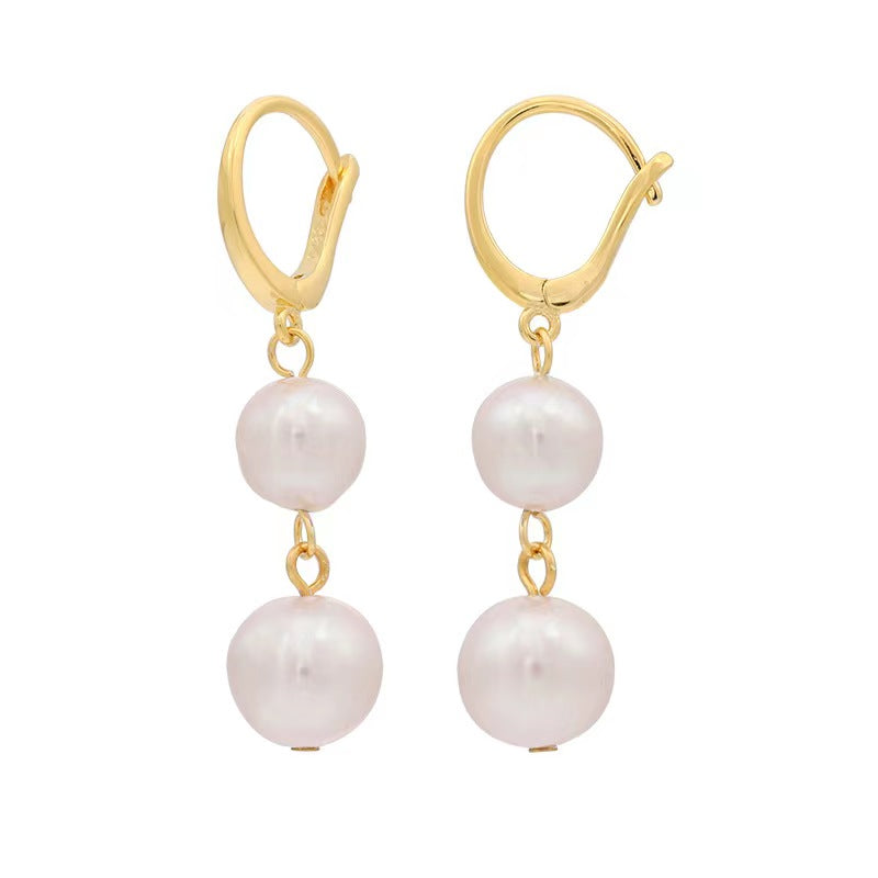 Boucles d'oreilles en argent massif S925 avec véritable perle baroque