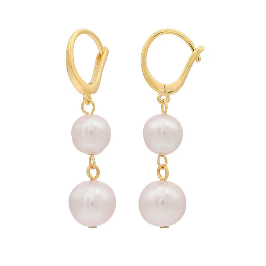 Boucles d'oreilles en argent massif S925 avec véritable perle baroque