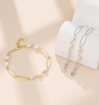 Bracelet boucle Dream en argent massif S925 avec véritable perle d'eau douce
