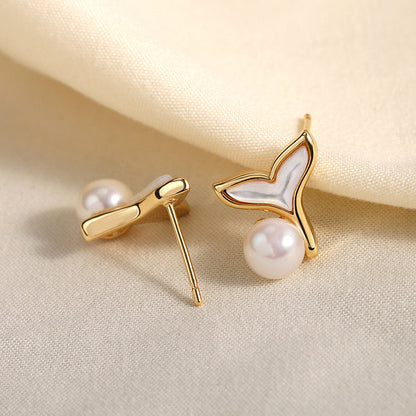 Boucles d'oreilles sirène en perles d'eau douce véritables