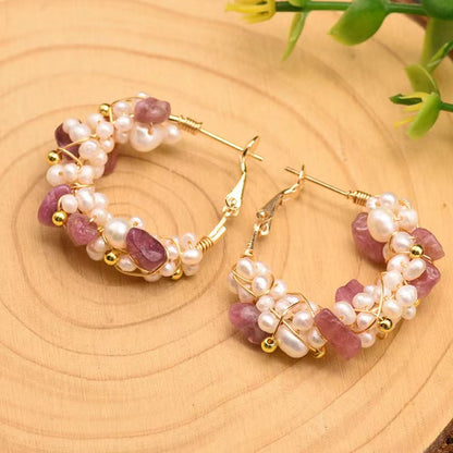 Boucles d'oreilles fruits mystérieux en véritable perle d'eau douce