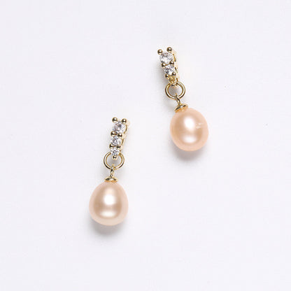 Genuine Freshwater Pearl Solid S925 Silver Delicacy Earrings