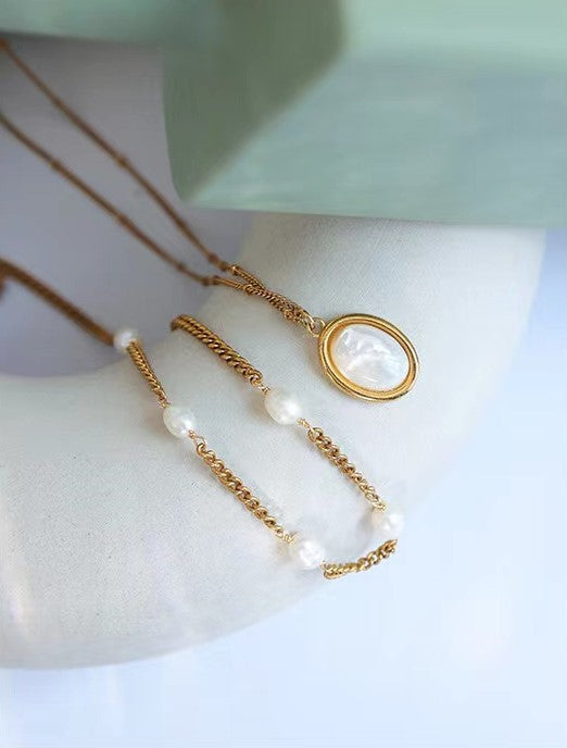 Collar Morning Dew con auténtica perla de agua dulce