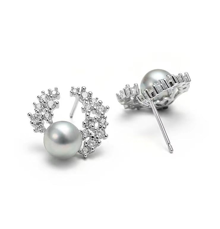 Boucles d'oreilles Enid en véritable perle d'Akoya