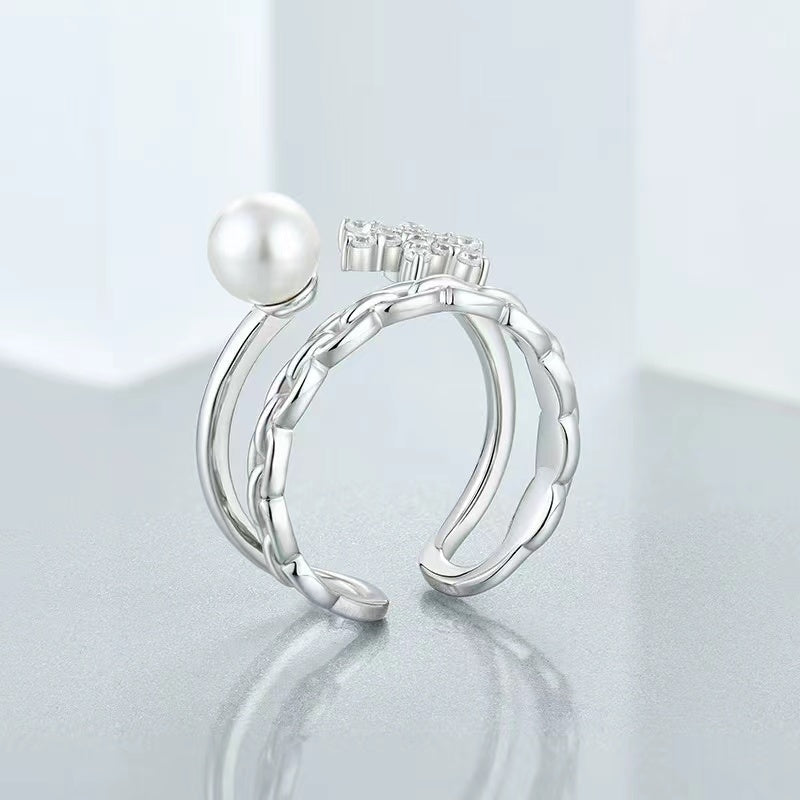 Bague étoile en perles d'eau douce véritables