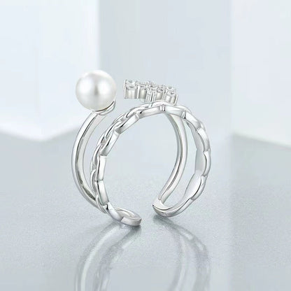 Bague étoile en perles d'eau douce véritables