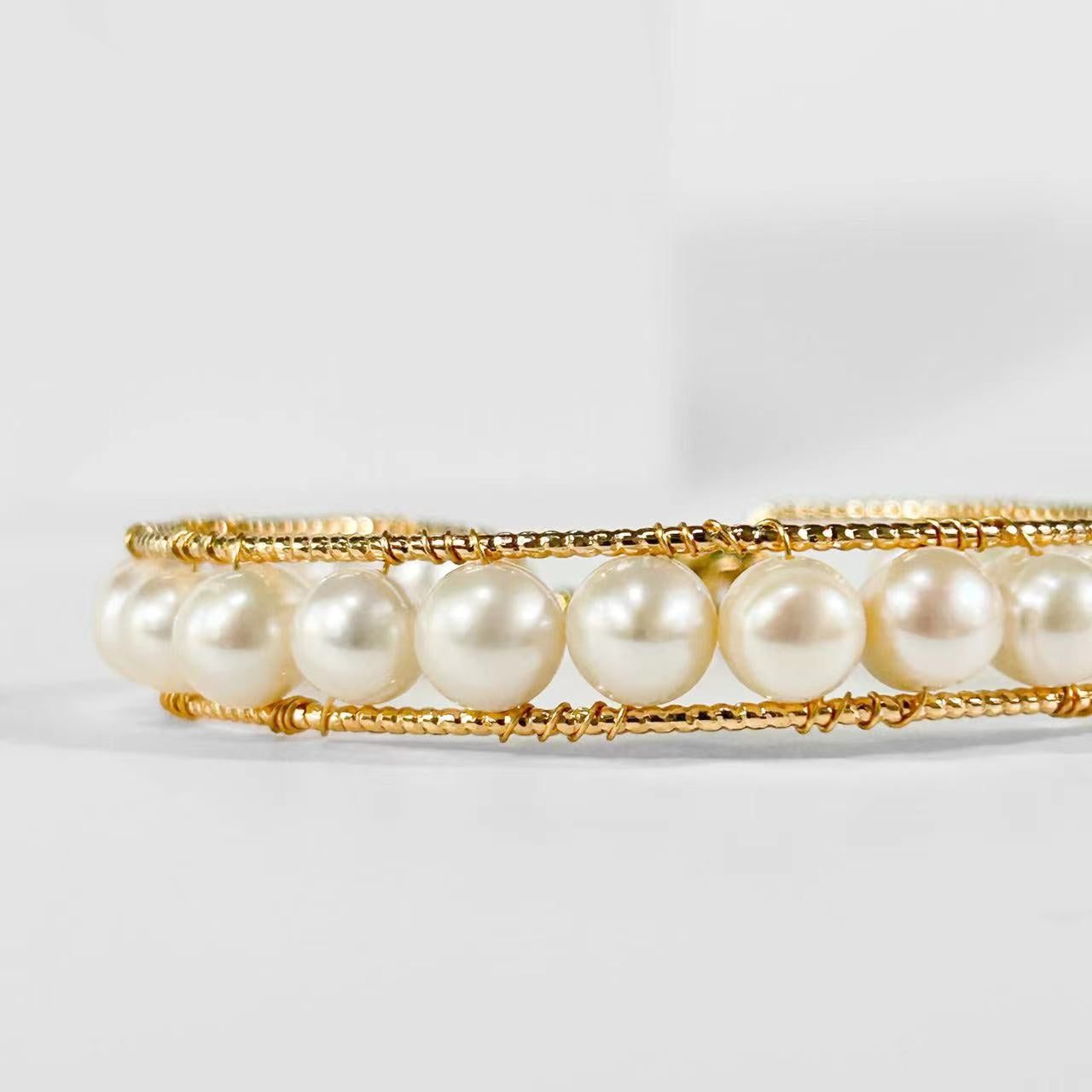 Genuine Freshwater Pearl Golden Divine Halo Bracelet