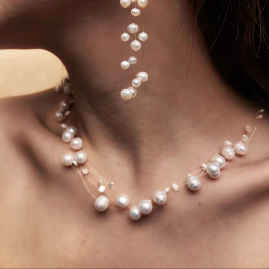 Conjunto de perlas barrocas de agua dulce auténticas Scintilla