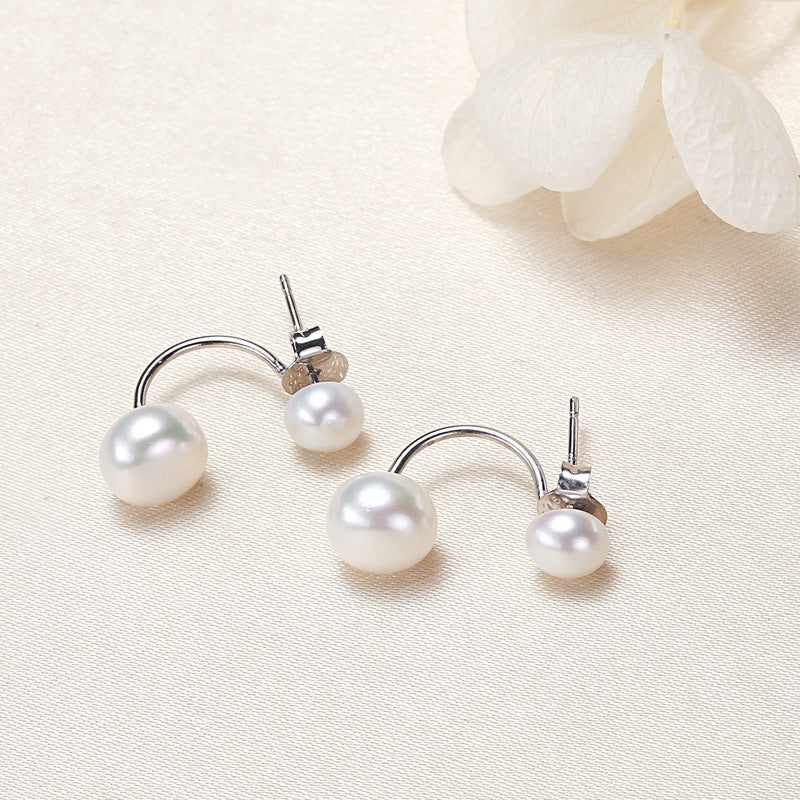 Brass Plated with 18K Gold  Genuine Freshwater Pearl Alberta Earrings