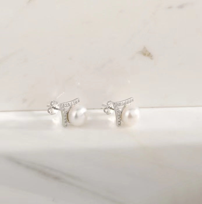 Conjunto de plata maciza S925 con auténtica perla de agua dulce