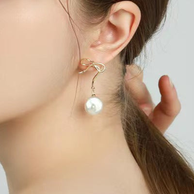 Genuine Freshwater Pearl Dancing Bowtie Earrings