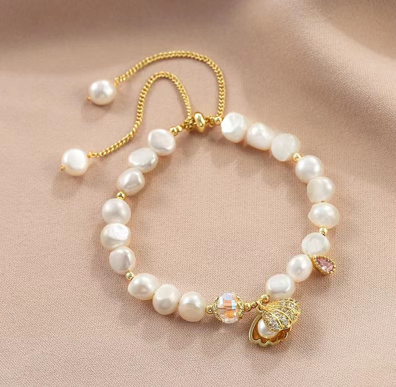 Pulsera Gracia de concha de perla de agua dulce genuina