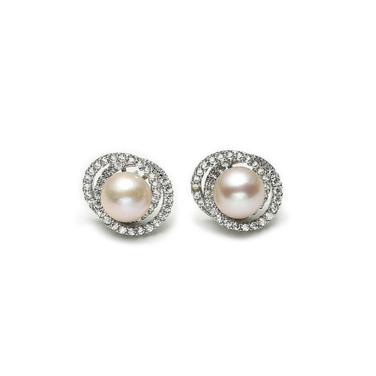 Boucles d'oreilles Cherish en argent massif S925 avec véritable perle d'eau douce