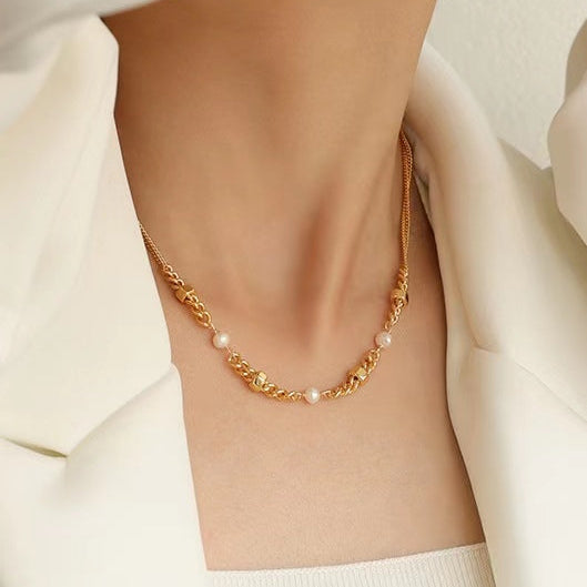 Collar de sirena con auténtica perla barroca de agua dulce