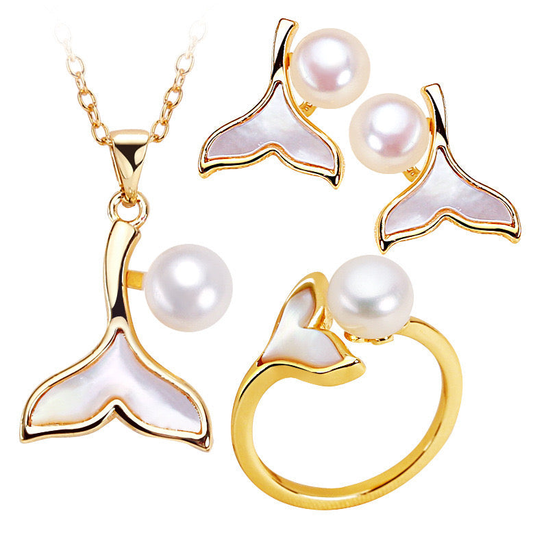 Ensemble de perles d'eau douce véritables en laiton plaqué or 18 carats