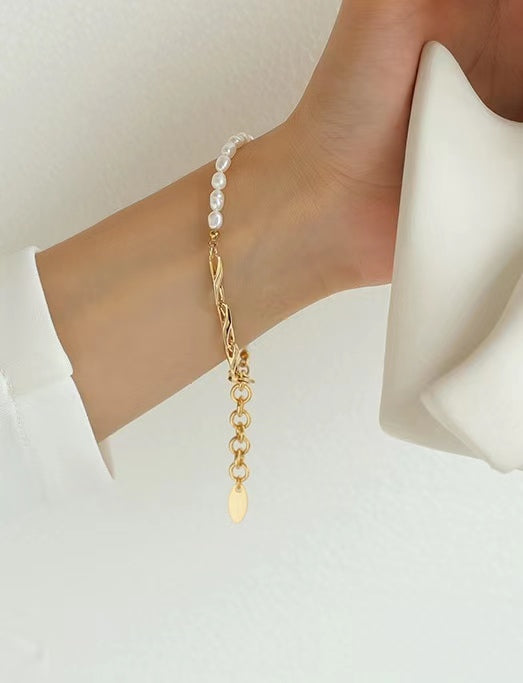 Pulsera de promesa de perla de agua dulce genuina