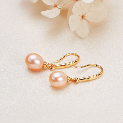 Brass Plated with 18K Gold Genuine Freshwater Pearl Candy Dew Earrings