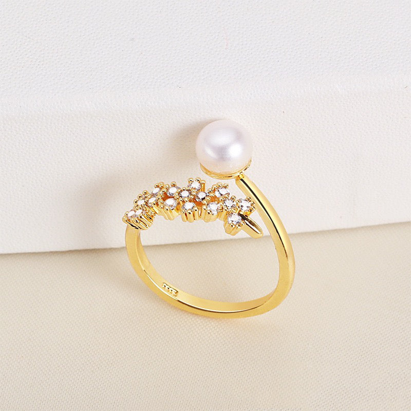 Bague Tammy en laiton plaqué or 18 carats avec véritable perle d'eau douce