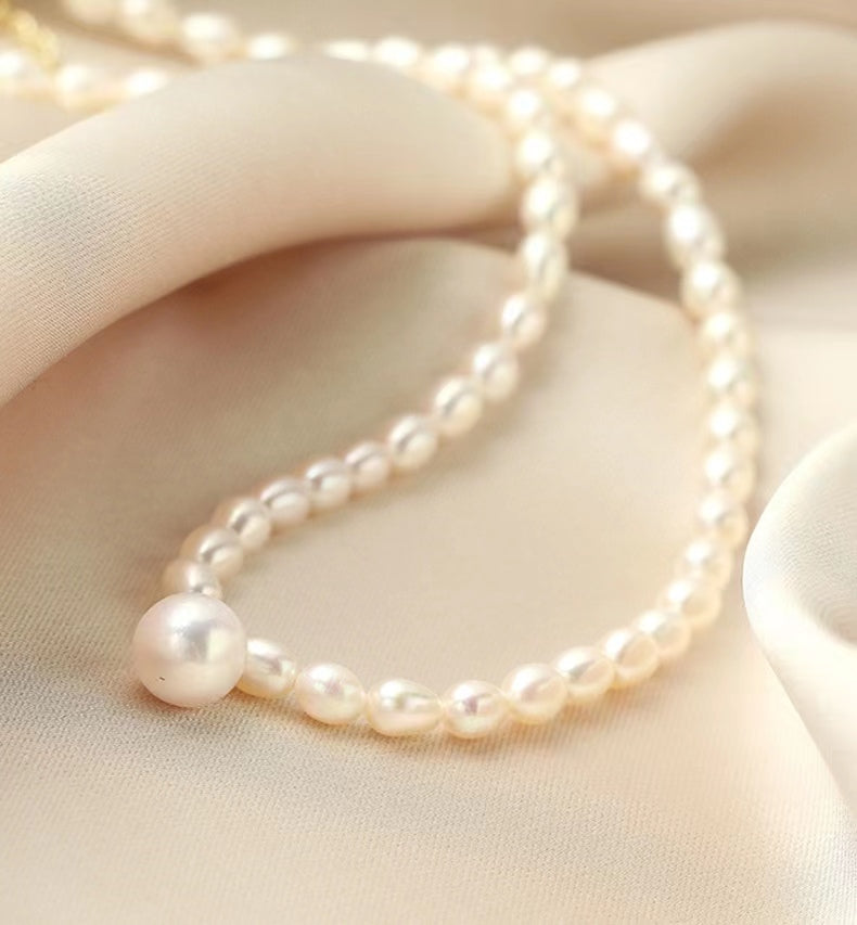 Collar de corazón puro con perlas de agua dulce genuinas