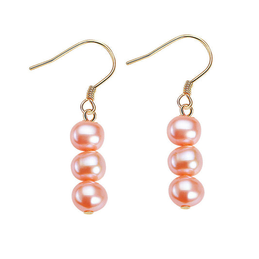 Pendiente de calabaza con perla de agua dulce genuina de plata maciza S925