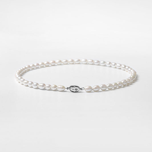 Collier Saro en argent massif S925 avec véritable perle baroque