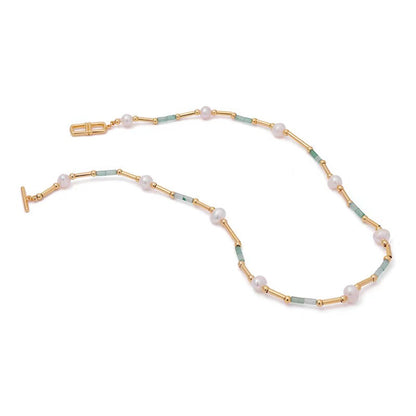 Collar de perlas de agua dulce naturales auténticas con forma de serpentina