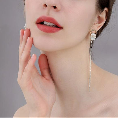 Boucles d'oreilles Love en perles d'eau douce véritables et cristal