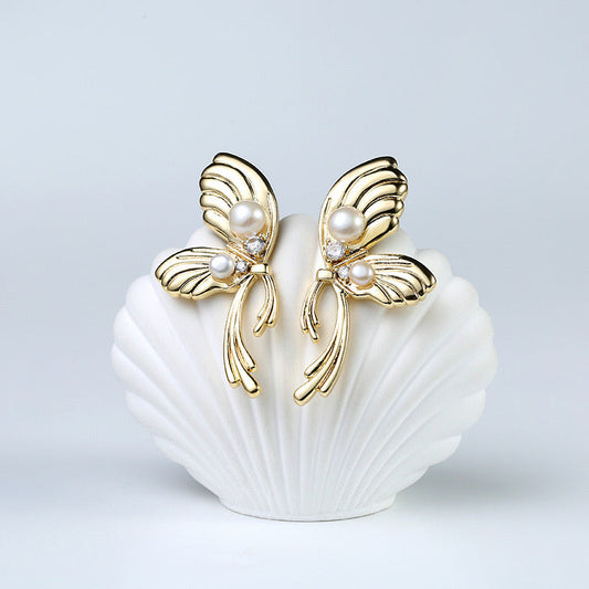Boucles d'oreilles Happy Butterfly en perles d'eau douce véritables