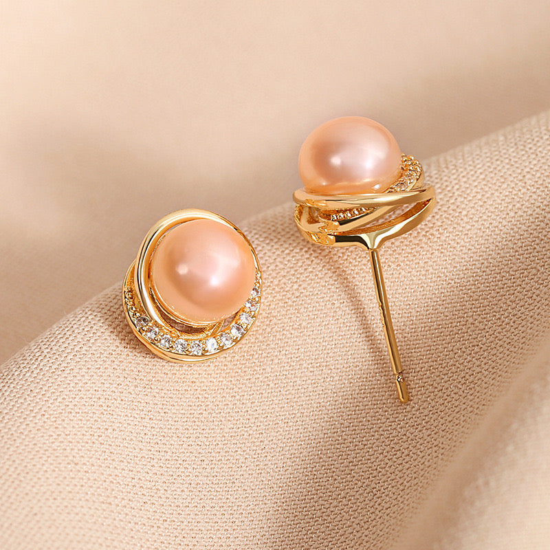 Boucles d'oreilles pêche en perles d'eau douce véritables