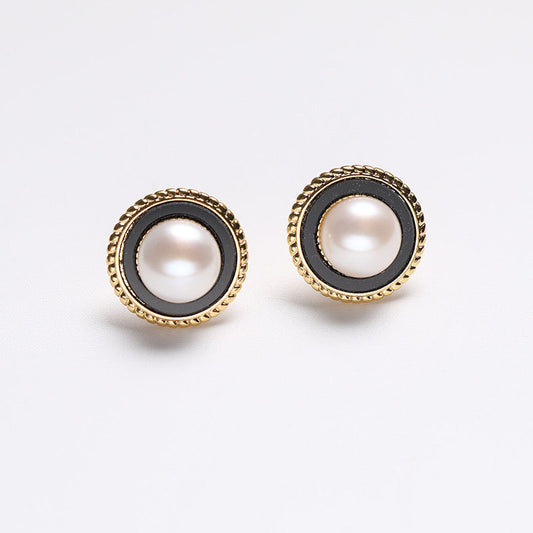 Boucles d'oreilles silhouette en argent massif S925 avec véritable perle d'eau douce