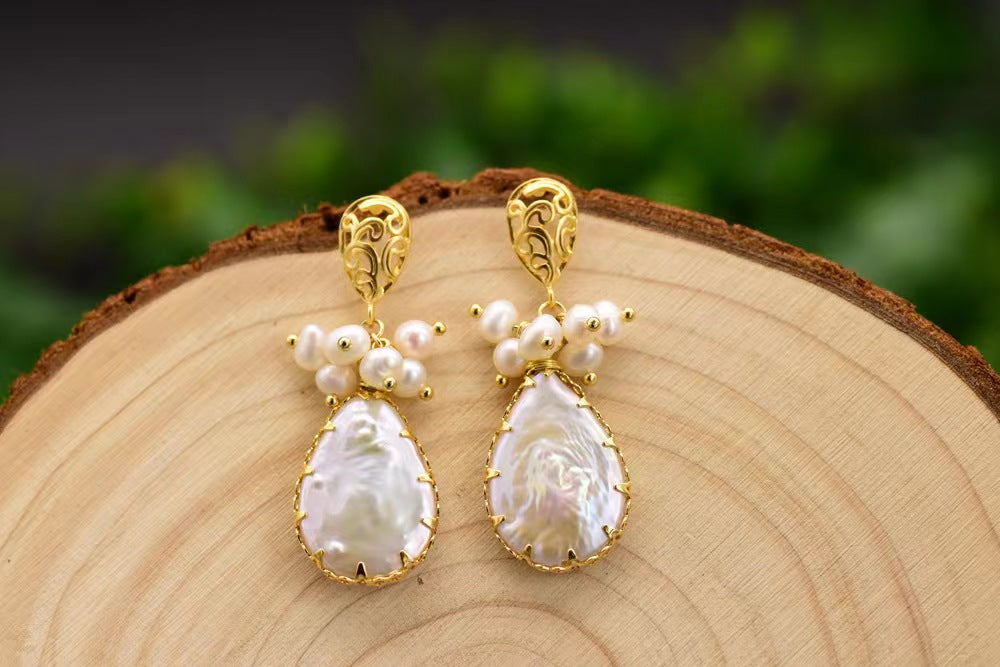 Genuine Freshwater Baroque Pearl Tulip Earrings (Limited Edition)