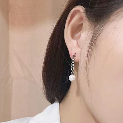 Boucles d'oreilles en argent massif S925 avec véritable perle baroque