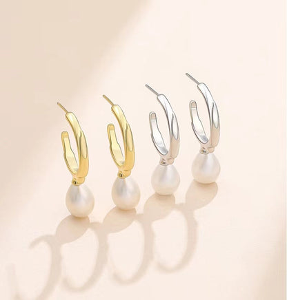 Genuine Baroque Pearl S925 Silver Bird Bone Earrings