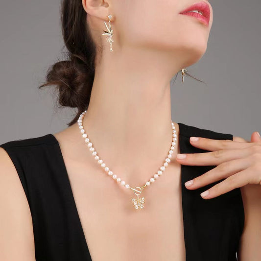 Genuine Freshwater Pearl Butterfly Necklace