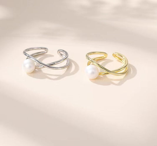 Bague œil de Dieu en argent massif S925 avec véritable perle d'eau douce