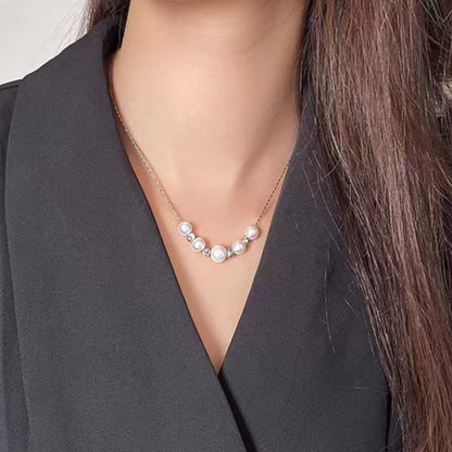 Collar del destino de plata maciza S925 con auténtica perla de agua dulce
