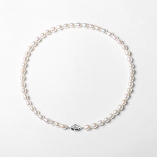 Collier Saro en argent massif S925 avec véritable perle baroque