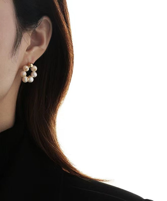 Boucles d'oreilles en perles d'eau douce naturelles véritables et fleurs de cerisier