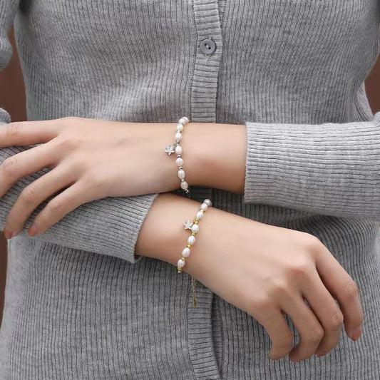 Genuine Freshwater Pearl S925 Silver Meteor Bracelet
