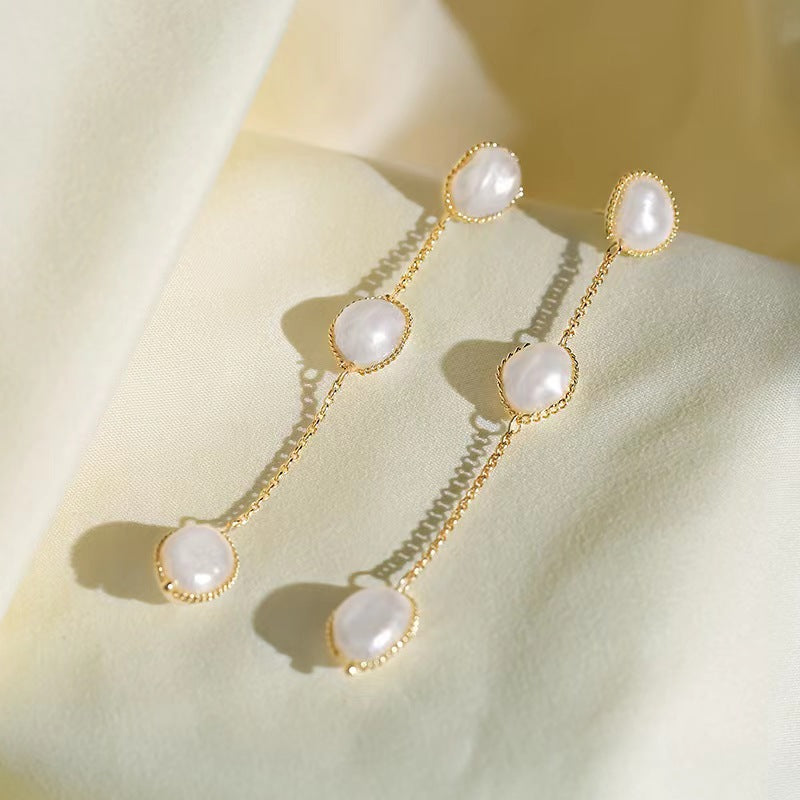Genuine Freshwater Pearl Waterfall Earrings