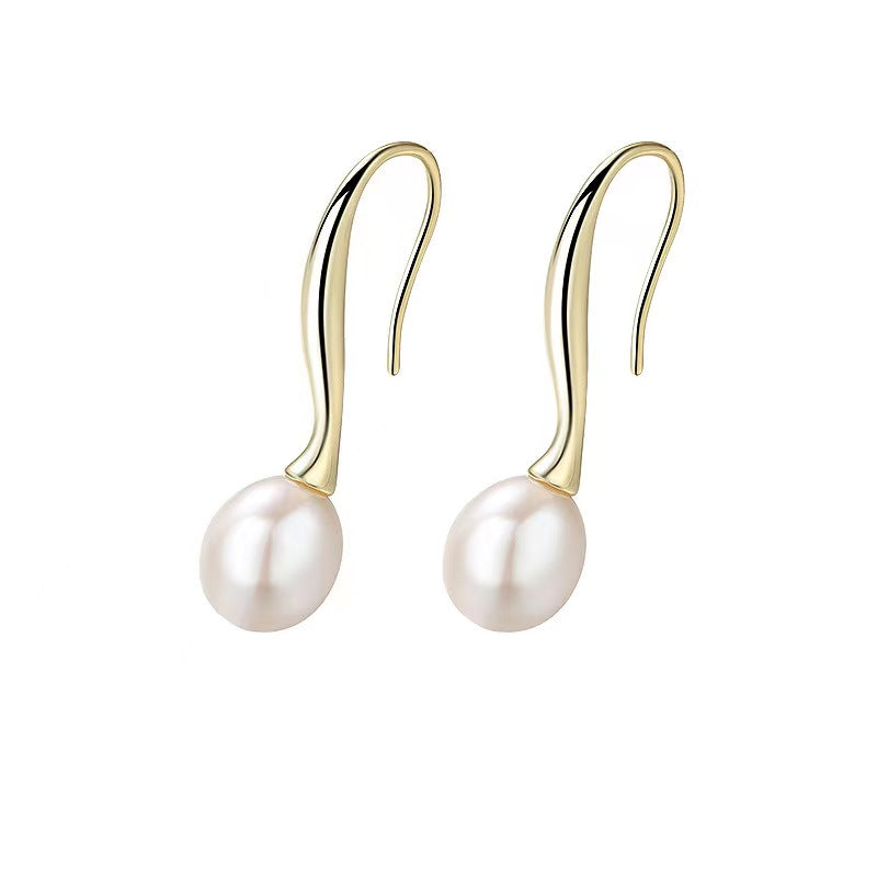 Boucles d'oreilles œil de mer en argent massif S925 avec véritable perle d'eau douce