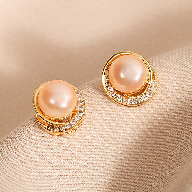 Boucles d'oreilles pêche en perles d'eau douce véritables