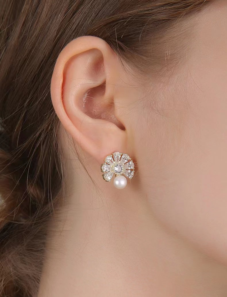 Boucles d'oreilles éventail en perles d'eau douce véritables