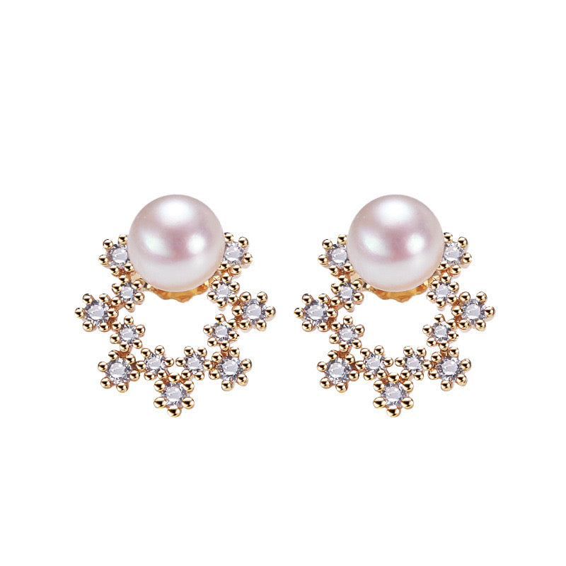 Laiton plaqué or 18 carats Véritable perle d'eau douce