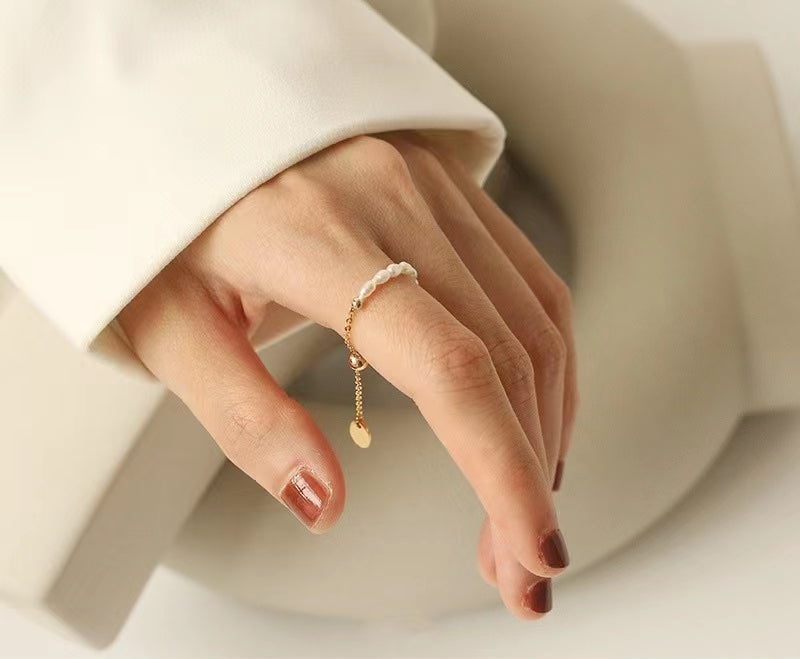 Bague essentielle en véritable perle d'eau douce