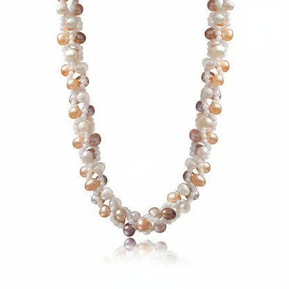 Collier et bracelet en argent massif S925 avec perles baroques authentiques et arc-en-ciel