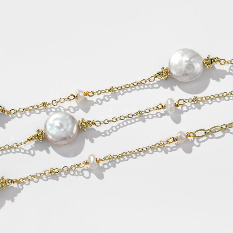 Collar Happy Dew de plata S925 con perlas auténticas de agua dulce