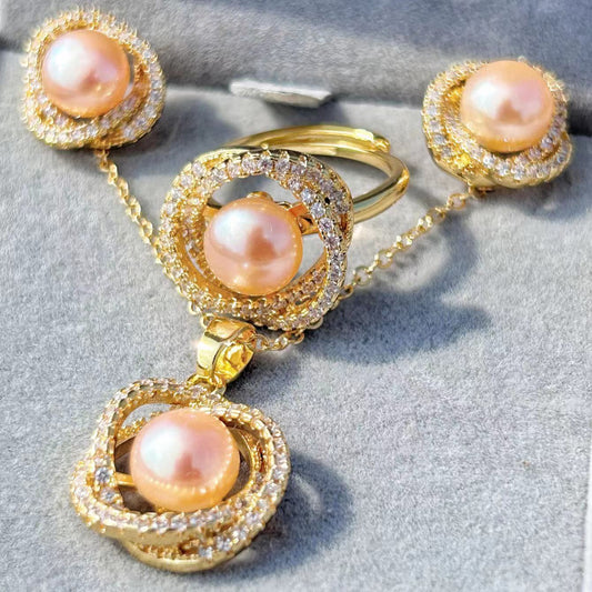 Conjunto Sunrise de perlas barrocas de agua dulce genuinas