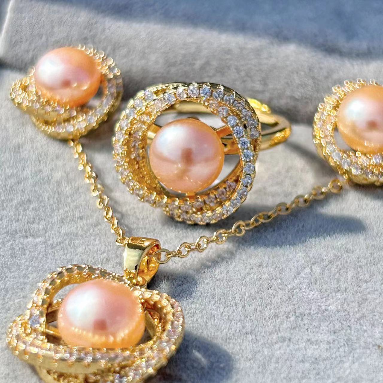 Genuine Freshwater Baroque Pearl Sunrise Set